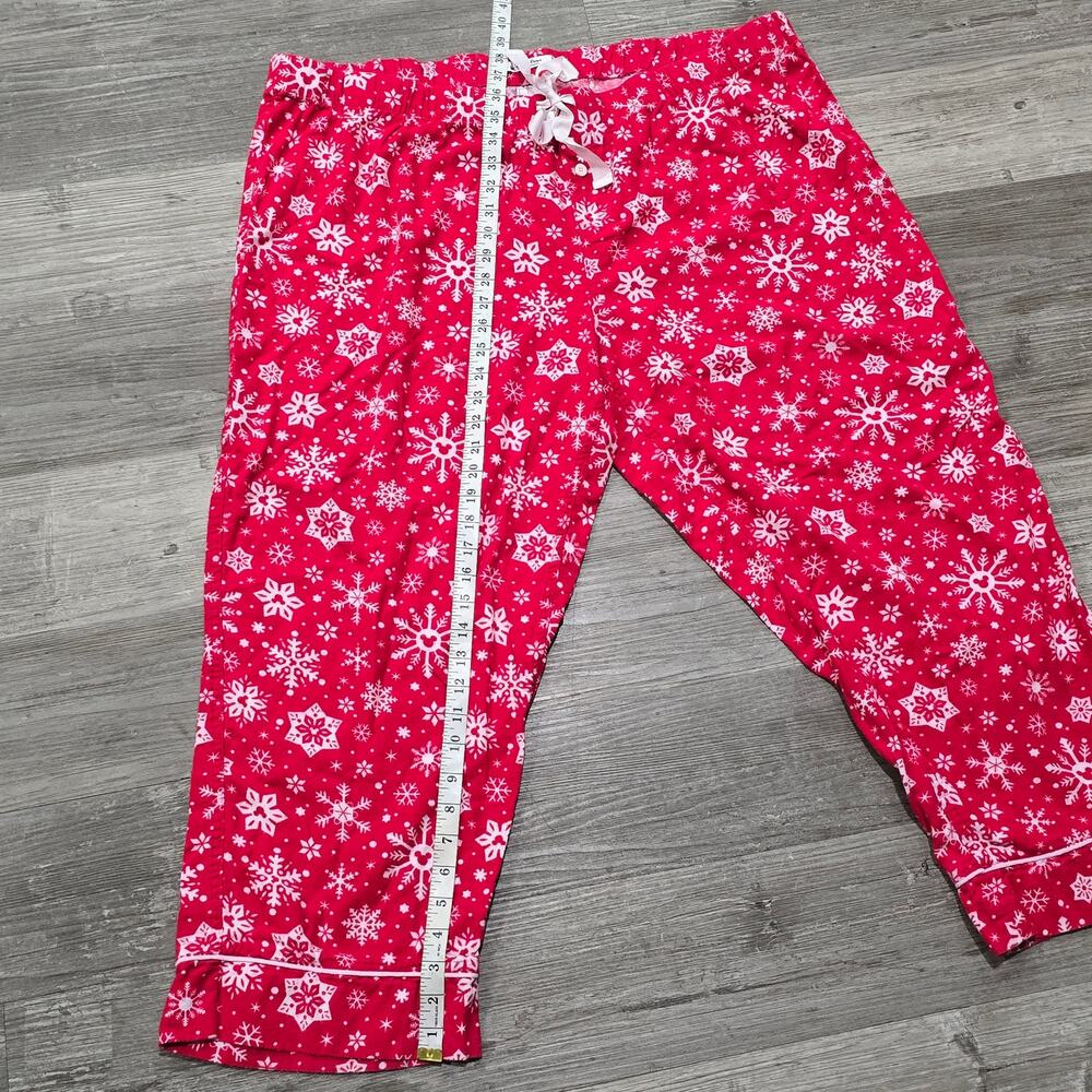 Disney Parks Red Mikey Snowflake Christmas Holiday Fleece Pajama Lounge Pants PJ - Picture 6 of 7